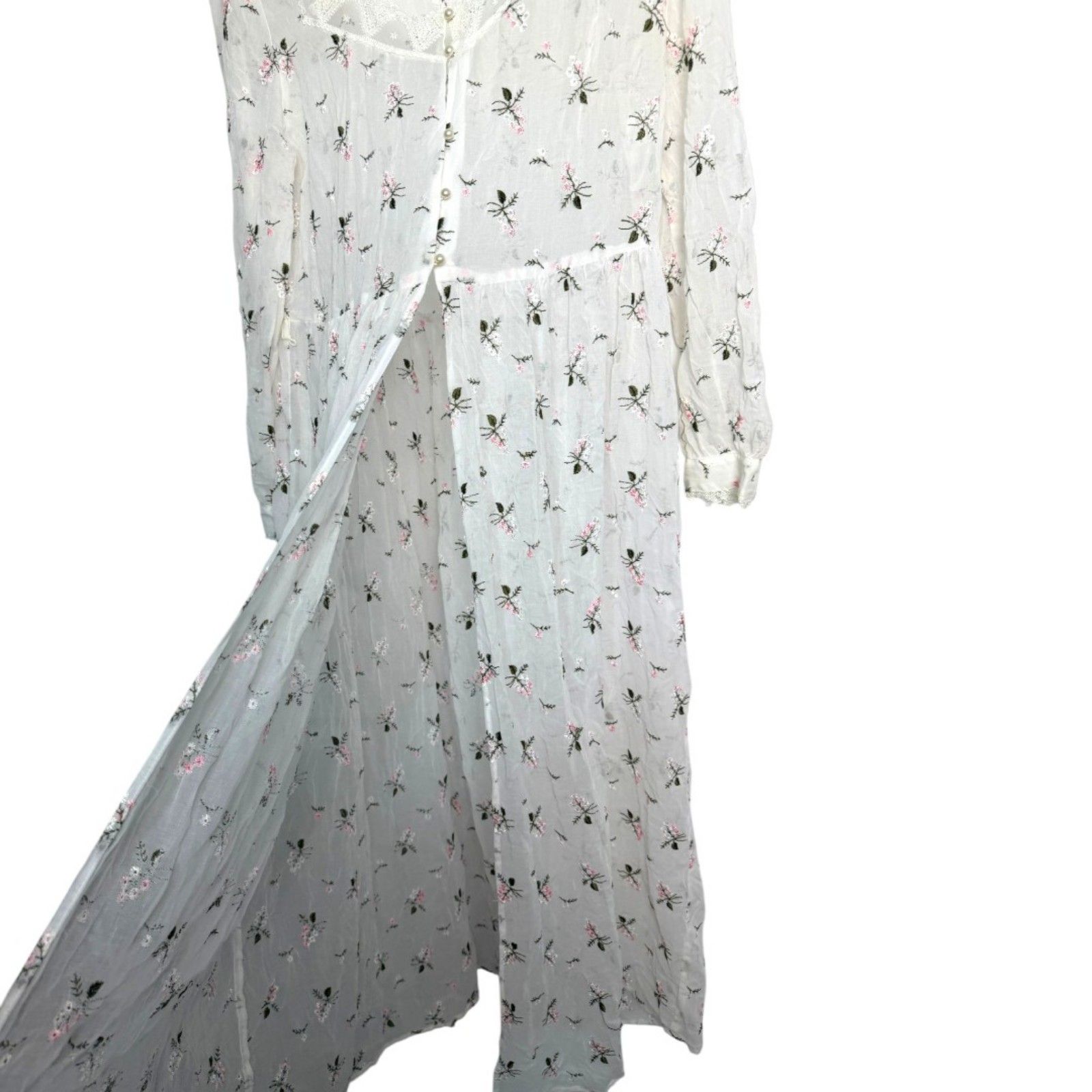 Queen Anne's Lace Eileen West Couture Vintage Sheer Floral Nightgown Medium — image 3 of 8